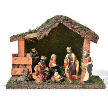 (B221) Jouluinen miniatyyri seimihahmo koristelu Jeesus-vauvan pinnasängyn patsaat hartsikäsityöt koriste