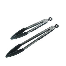 (2 stuks Zwart302) Keukentangenset BBQ-gereedschap RVS kooktangen