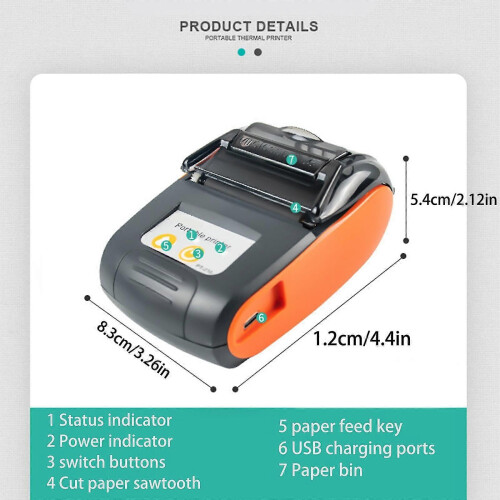 (EU-blue310) 58 mm Bluetooth-bonprinter Mini draadloze POS-bonprinter VS/VK/EU-stekker 1