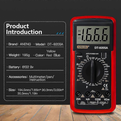(Yellow306)Dt9205a Professional Digital Multimeter Electrical Ncv Test Meter Reliable 2