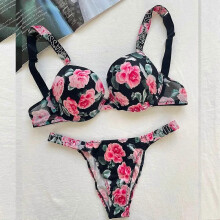 (85B-VS Reggiseno Set5592)Reggiseno e slip con lettere, intimo sexy da donna in pizzo, perizoma, reggiseno