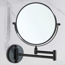 (Black692)1x/3x Magnifying Two Sided Vanity Makeup Mirror, Wall Mount, Round, Chrome Surface, Foldable