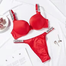 (85C-10621) Conjunto de sujetador push-up de encaje para mujer, bralette blanco con pedrería, conjunto