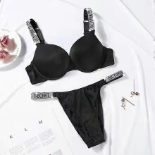 (75B-11623) Conjunto de sujetador push-up de encaje para mujer, bralette blanco con pedrería, conjunto