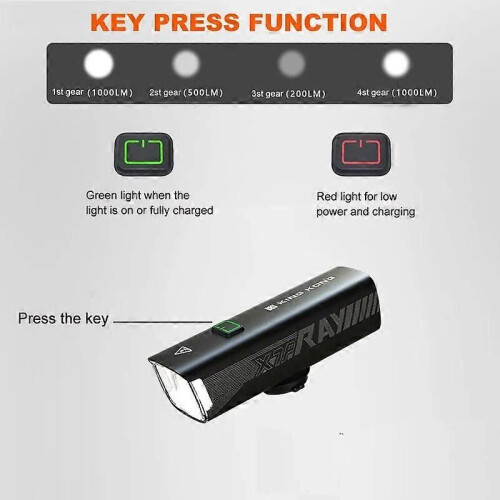 (Supporto comune754)Luce per bicicletta ricaricabile tramite USB, guida notturna, lampada per bicicletta, 2