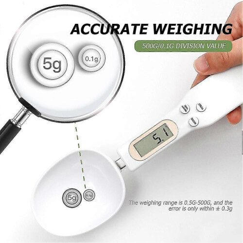 (White1827) Mini cucchiaio dosatore per alimenti con display digitale portatile, bilancia per caffè, 2