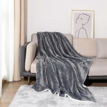 (130*160cm-grigio682)Coperta in pelle di agnello Sherpa ispessita con doppia flanella