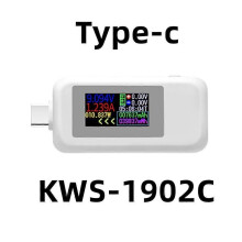 (White-KWS-1902C888) Testeur USB 10 en 1 : voltmètre numérique CC, ampèremètre, ampèremètre-voltmètre.