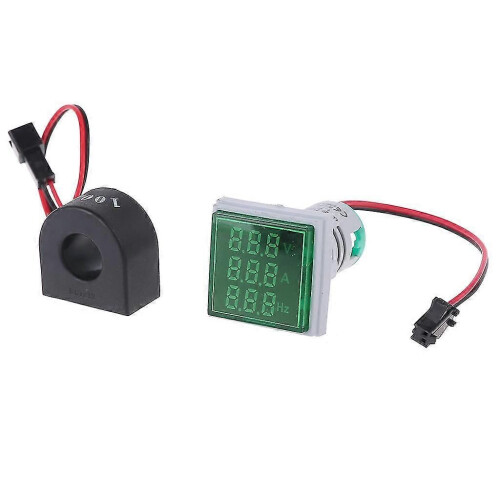 (Green918)Voltage Current Frequency Meter Indicator With 3-digit Led Display Ac 60-500v