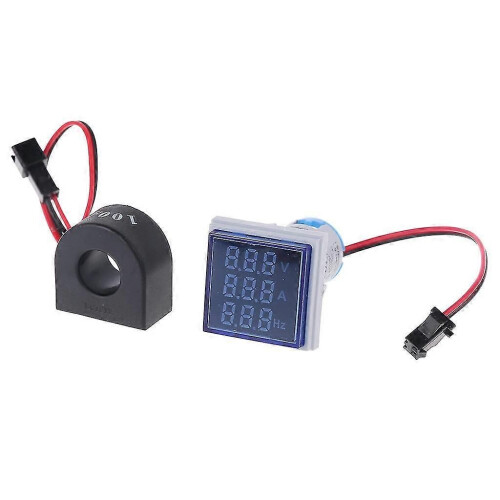 (Blue919)Voltage Current Frequency Meter Indicator With 3-digit Led Display Ac 60-500v