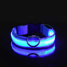 (M-Blue881) Nylon LED Nacht Veiligheid Knipperende Glow In The Dark Hondenriem Honden Lichtgevende Fluorescerende