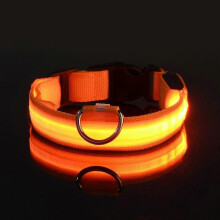 (M-Orange883) Nylon LED Nacht Veiligheid Knipperende Glow In The Dark Hondenriem Honden Lichtgevende
