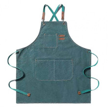 (Green1103) Grembiule da lavoro resistente, grembiule da forno lungo fino al ginocchio, grembiule da