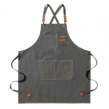 (Grey1102) Grembiule da lavoro, grembiule da forno resistente lungo fino al ginocchio, grembiule da
