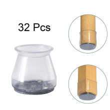 (Transparent982) 32 pezzi Coprigambe per sedie in silicone con feltrino, protezioni per gambe di mobili