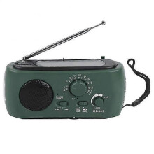 (011242) Noodradio op zonne-energie, handzwengel, FM-AM SW, draagbare radio, 3-in-1 leeslamp, zaklamp,