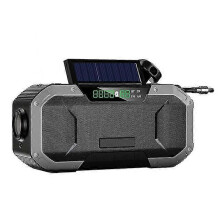 (Donkergrijs1237) Draagbare radio met handzwengel, ontvanger voor zonne-energie, AM/FM-noodverlichting