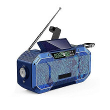 (Donkerblauw1238) Draagbare radio met handzwengel, ontvanger voor zonne-energie, AM/FM-noodverlichting