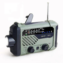 (290WB ArmyGreen1247)Am/fm/wb driebands zonneradio voor buiten, met de hand te bedienen, oplaadbaar