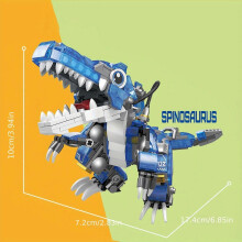 (BLUE1045) Obtenez votre dinosaure mécanique lumineux Tyrannosaurus Rex à assembler avec des blocs de
