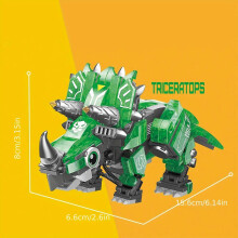 (GREEN1044) Obtenez votre dinosaure mécanique lumineux Tyrannosaurus Rex à assembler avec des blocs