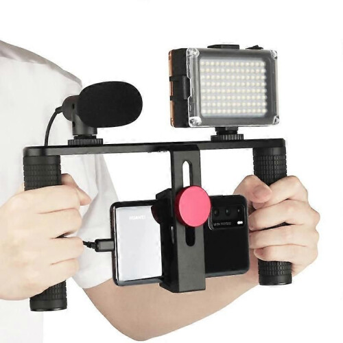 (Handle1049) SETTO Support vidéo pour smartphone avec 2 fixations pour griffe porte-accessoires, étui 1