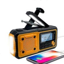 (Orange1249) Buiten handbediende zonne-energie USB-oplader FM AM SW-radio's Bluetooth-radio Noodzaklamp