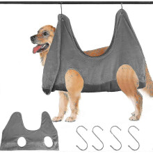 (31358)Dog Cat Grooming Hammock, Indoor Pet Hammock Helper Adjustable 2 In 1 Restraint Bag Quick Dry