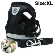 (L-Zwart1412) Zacht gevoerd hondentuig met riem voor honden, reflecterend, verstelbaar en ademend voor