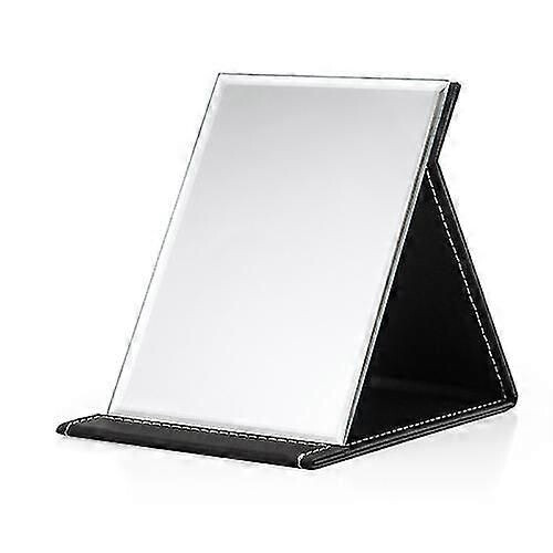 (Large-Black1520)3 Pcs Folding Portable High-definition Makeup Mirror Pu Leather Desktop Vanity Mirror