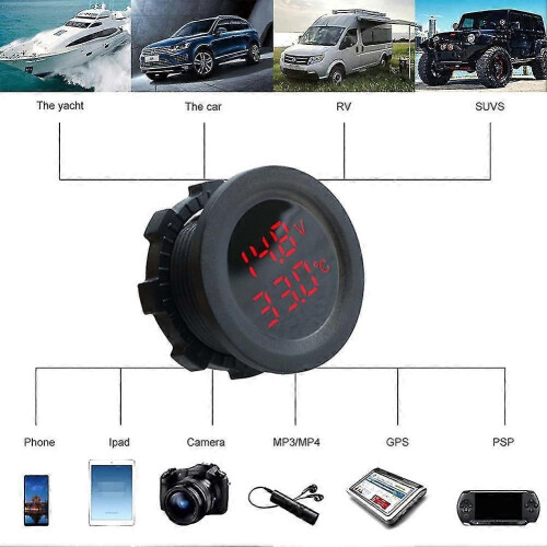 (Blue1576) Digitales Temperatur- und Voltmeter für Motorräder 2