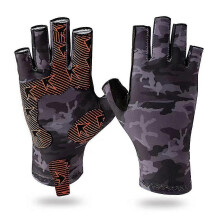 (black1762) Halbfinger-Angelhandschuhe aus Eisseide, Sonnenschutz, atmungsaktiv und schweißabsorbierend