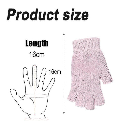 (Pink1792) 2 par halvfingerhandskar Dam höst- och vintertermohandskar 1