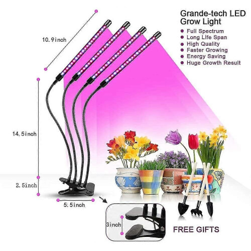 (Style51943) Lampada per piante a 4 teste, luce per piante a LED a spettro completo per piante da interno 1
