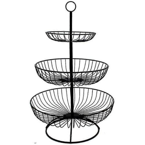(Black2043)Fruit Basket 3 Tier Metal Fruit Cup Vegetable Fruit Cake Display Stand 2