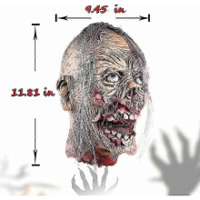 (520) Halloween decoratie rekwisieten, enge hangende afgehakte kop levensgrote bloederige latex zombiekop