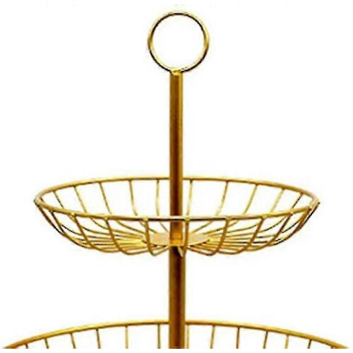 (Golden2044)Fruit Basket 3 Tier Metal Fruit Cup Vegetable Fruit Cake Display Stand 2