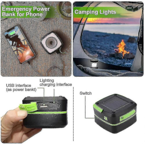 (1188)Camping Lantern, Solar & Usb Rechargeable Led Camping Lights, Portable Collapsible Tent Lights 2
