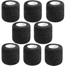 (5 x 450 cm - Negro 2151) 8 unidades de vendas cohesivas autoadherentes, cintas veterinarias elásticas