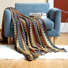(130x200cm 1pz-Marrone2231)Coperta da letto Bohemian, morbida coperta lavorata a maglia con nappa decorativa