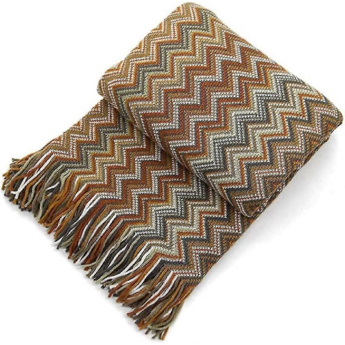(Brown2240) Große Boho-Sofadecke mit Quasten, warme, weiche, gemütliche und dekorative Sesseldecke.