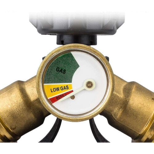 (315)Propangasverteiler, Propangastank-Y-Verteileradapter mit Manometer, massiver Messing-Lecksucher 1