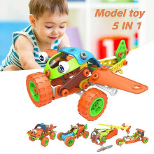 (349)5-in-1-DIY-Spielzeugauto-Bausatz, kreatives Flugzeugauto-Modell für Kinder