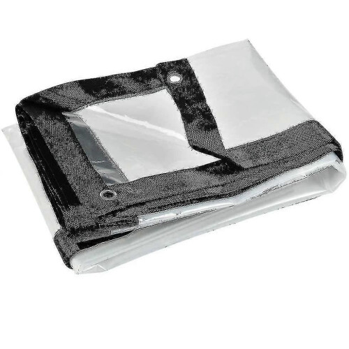 (2x3m2291) Telone impermeabile con occhielli, trasparente, pieghevole 2