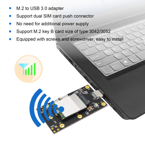 Adaptateur USB M.2 B 3.0 86x46mm 3042/3052 Double SIM 2