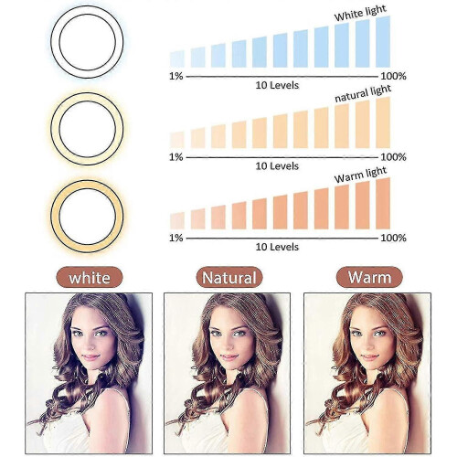 (572) Luce ad anello per selfie con treppiede e supporto per cellulare per riprese dal vivo... 1
