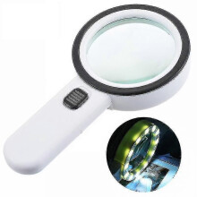 (658) Vergrootglas met 12 led-lampjes, 30x dubbele glazen lens, handverlichte leesloep