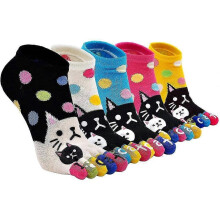 (Stile 12454) 5 paia di calzini da donna in cotone con dita, cinque dita, calzini alla caviglia da corsa