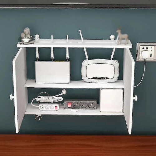 (1188)Wireless Wifi Router Storage Box, Wire Bracket Wall-mounted Plug-in Storage Rack 2