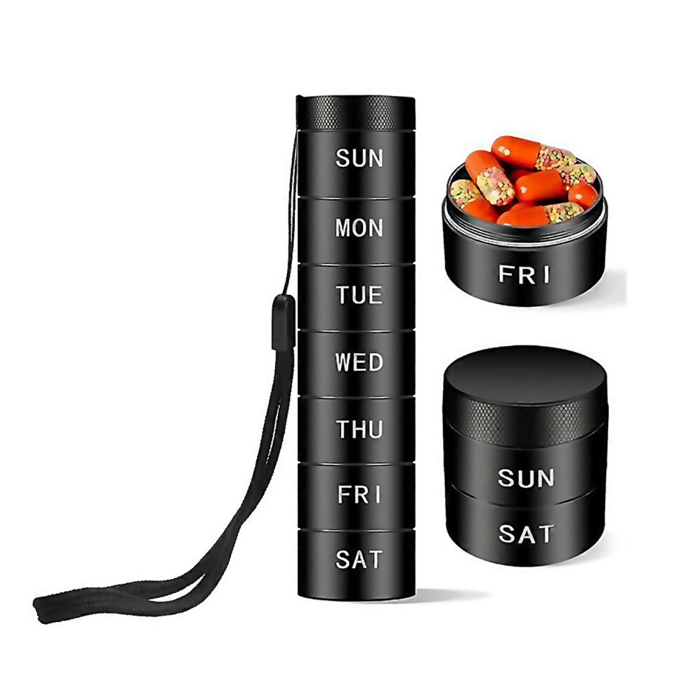 Black For 7Day Compartment Medicine Box Waterproof Pill Container